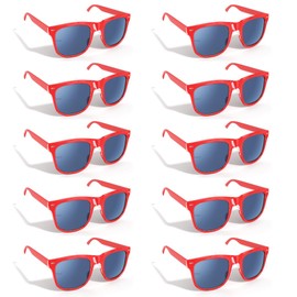 NICO Europe 10 x Sunglasses for Men & Women, 100% UVA and UVB Protection, red