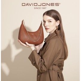 David Jones - Damen Kleine Umhängetasche - Frau Kette Schultertasche PU Leder - Handtasche Kettenhenkel Crossbody Bag - Trendy Tasche Mode Abendtasche Kettentasche Pochette Clutch Party - Rosa