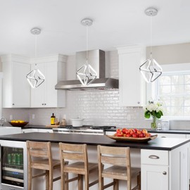 Vloitgol Modern Pendant Light Fixtures,6000K Cool White Chrome Led Pendant Lights for Kitchen Island,Adjustable Kitchen Island Hanging Light Fixture for Dining Room Bedroom Sink, 1 Pack