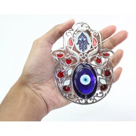 We pay your sales tax Turkish Blue Evil Eye (Nazar) Amulet Wall Hanging Home Decor Ornament Protection Good Luck Blessing Gift (RED Flower)