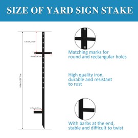 Qikdesign 2 Pcs 46 Inches Heavy Duty Metal Stake Yard Sign Stakes, Rust-proof Yard Sign Holder for Outdoor Lawn Yard Bar Parking (right side)