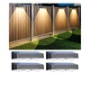 Solar Fence Lights 4PK, RGB & Warm White & Cool White & 12 Modes, Bright Lens LED Deck Step Fence Light Solar Powered, Fence Solar Lights Outdoor Waterproof for Backyard/Wall/Step/Patio/Pool/Railing
