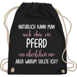 Shirtracer Horses Survive without Horse Organic Cotton Gym Bag and Cloth Bag - Black -