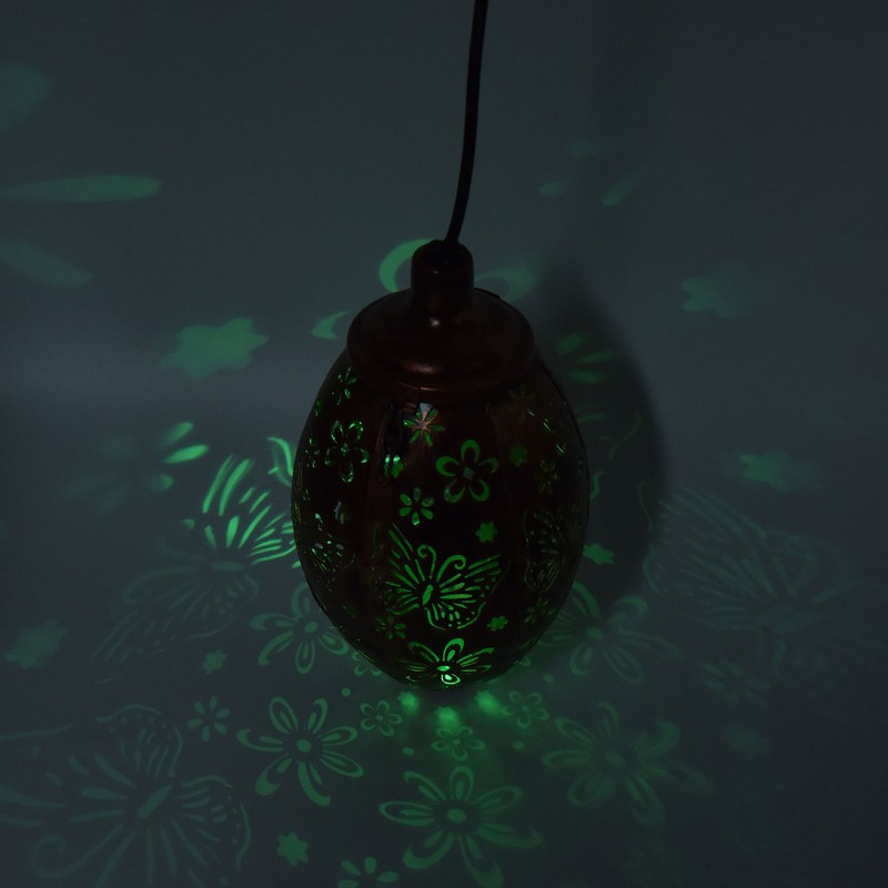Iron Hollow Water Drop Lamp Solar LED Lantern Garland Garden