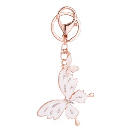 MAFELOE Keychains for Women, Purse Bag Handbags Backpack Key Pendant Charms Decoration Accessories-Big+Small Rose Gold Butterflies