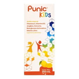 Jarabe Punic Kids 250 Ml Vitaminas Minerales Zinc Para Niños Sabor Mango