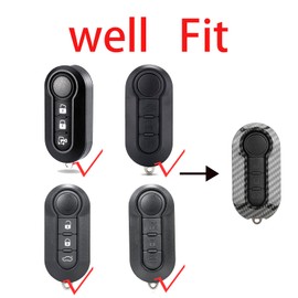 Vailikey ABS Carbon Fiber Car Key Cover For Fiat 500 Panda Punto Bravo Ducato Citroen Relay Jumper Peugeot Boxer Van F-iat Remote Key Shell Protective Holder