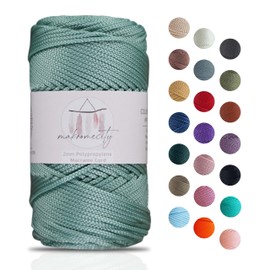 Makromecity, Polyester Macrame Cord 2mm x 125 Yards (375 feet) 2mm Polypropylene Crepe Green Macrame Cord Crochet Macrame Bag Cord Crafts for Wall Hangings, Bags, Underplate, Rug