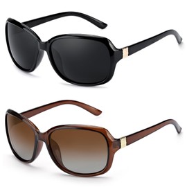 Myiaur Polarized Sunglasses for Women, Trendy Oversized Sun Glasses, UV400 Protection Shades for Driving, Vacation (2 Pack)