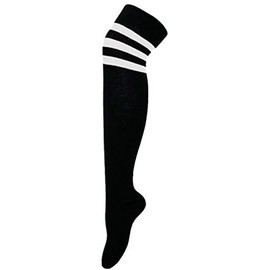 Oromiss Womens Ladies Referee Stripe Over The Knee High Socks Cotton Sport Celebrity Inspired Fancy Dress