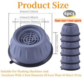 6 Pcs Washing Machine Foot Pads for Anti-Vibration Anti-Walk, Noise Reducing Anti Slip Anti Vibration Rubber Washing Machine Feet Pads, Anti-Walk Dryer Washer Vibration Pads