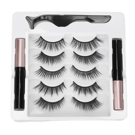 5 Pairs Magnetic Eyeliner Eyelash Kit Easy to Apply Natural Looking 3D False Eyelashes Kit for Make Up