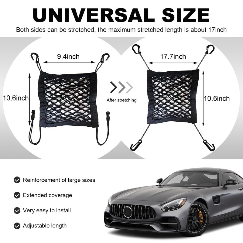 JUSTTOP 2-Layer Car Mesh Organizer, Auto Backseat Pet Kids Barrier