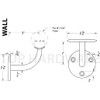 Stainless Steel 316 Grade Wall Mount Handrail Bracket for 1-5/8"