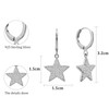 925 Sterling Silver Big Star Rhinestone Hoop Dangle Earrings for