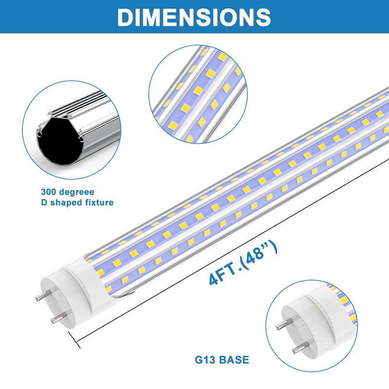 SHOPLED T8 LED Bulbs 4 Foot, 36W 6000K Cool White,