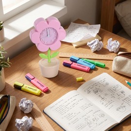 Artibetter Cute Flower Alarm Clock for Girls: Silent Movement & Compact Design – Portable Bedside Table Clock for Teen Bedroom & School Desk Decoration