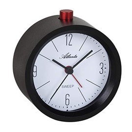 Atlanta 3099/7 Quartz Desk Clock/Alarm Clock, Black Metal Casing, Alarm Repeat, Rising Alarm Tone