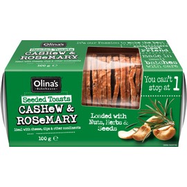OLINA'S BAKEHOUSE Seeded Toasts - Cashew & Rosemary 100g - 6 Pack