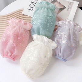 Trendy Double Lace Mesh Arm Warmers for Women - Autumn/Winter Korean Style (Student & Office) Padded White [1 pc] 10ea