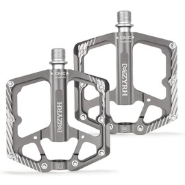 MZYRH Road Bike/Mountain Bike Pedals, 9/16 Inch Aluminium Alloy Bicycle Pedals, 3 Bearings MTB Pedals for Road Mountain BMX MTB Bicycle (Silver)
