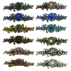 Dz Pack JCGY Mid Size Ornate Crystal Barrette Sparkly Crystals 12 Colors 5A86600-1-D2