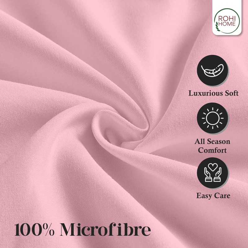 Rohi Pink King Size Flat Sheet Microfibre – Ultra-Soft, Durable,