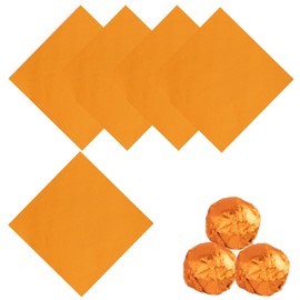 Copzievkae 100PCS Foil Wrappers, 4x4 Inch, Orange for Chocolate Bars and Pumpkin Color Candy
