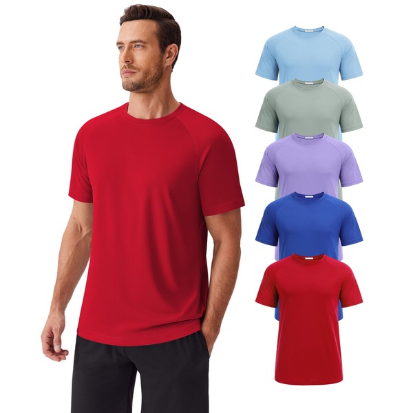 PINSPARK Moisture Wicking T-Shirts for Men Gym Workout Mens Tshirts