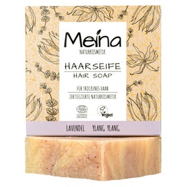 Meina Natural Cosmetics Organic Shampoo Bar with Lavender and Ylang Ylang (1 x 80 g) Palm Oil Free, Vegan Solid Shampoo, Shampoo Soap for Men and Women