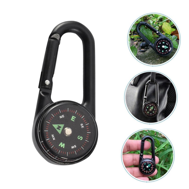 WHAMVOX Camping Compass Carabiner Clip Multi-Function Hiking Gear for Outdoor