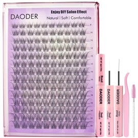 DAODER Natural Lash Clusters Kit Wispy Eyelash Clusters Lashes Invisible Clear Band 8-18MM Cluster Eyelash Extensions D Curl Individual Lashes With Lash Bond and Seal (8-18MM Natural Kit)