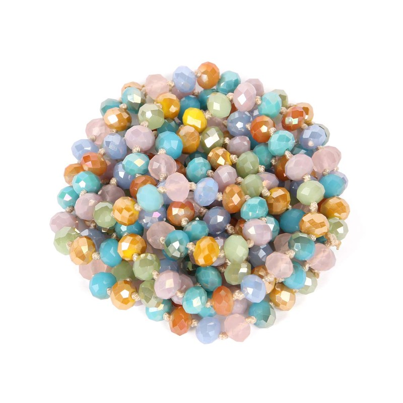 RIAH FASHION Hand Knotted Beads Endless Long Statement Necklace -