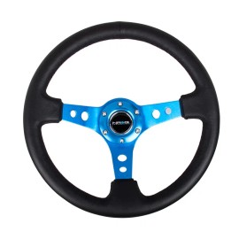 NRG Steering Wheel 350mm Suede Blue Stitch Deep Dish   RST-006S-BL