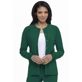 Dickies EDS Essentials Women's Snap Front Warm-Up Solid Scrub Jacket Medium Hunter Green