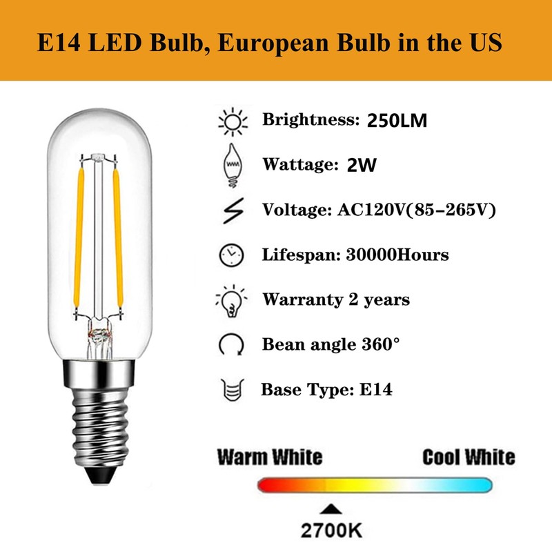 SHUWDKAR E14 Light Bulb 2700K Warm White 25 Watt Equivalent,