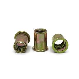 NOLDAR | Flat Head Carbon Steel Rivet Nuts (Yellow Zinc Plated) Blind Rivet Nut M8. Threaded Rivets 14x18mm (Pack of 100)