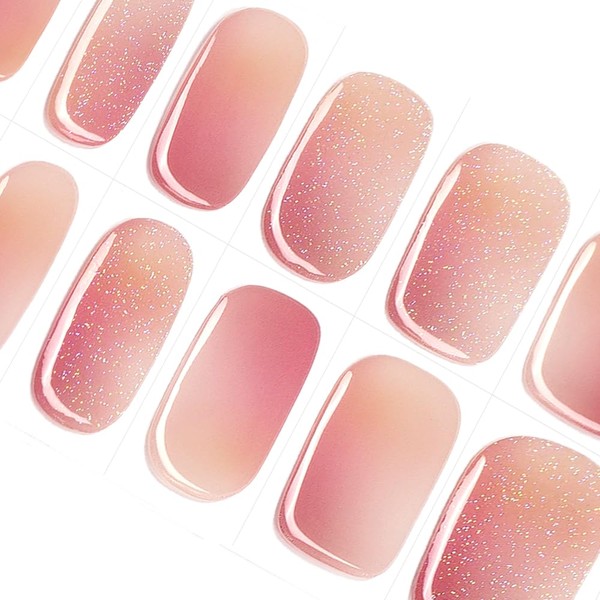 DANNI & TONI - Adesivi in gel semi-indurito per unghie, 28 pezzi, colore rosa chiaro e bianco (Sunset Breeze)