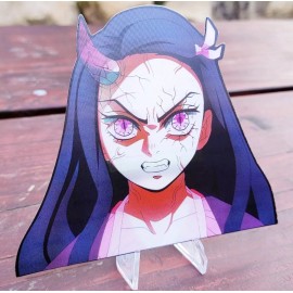 Nezuko with Horn Demon Slayer 3D Lenticular Motion Car Sticker Decal Peeker