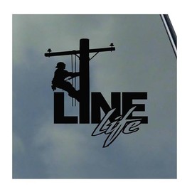 Line Life Vinyl Sticker Decal by KLO Graphics Lineman Lineworker Powerline Technician Tradesmen, Black