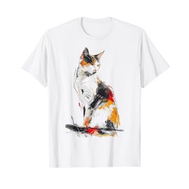 Cat Abstract Painting Art Animal Drawing Graphic Cat Men Women Kids T-Shirt