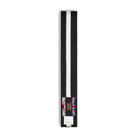 Martial Arts Cotton Coloured Belt With White Stripe Grading Belt - (Karate, Judo Taekwondo) (Black Belt With White Stripe, 320cm)