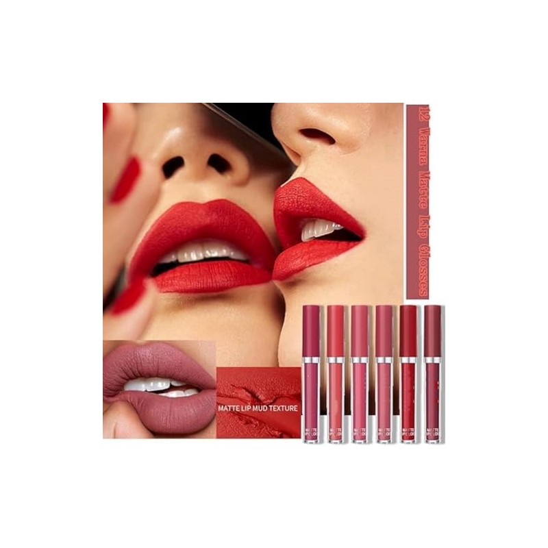 Labial Mate de Larga Duración, Labial Líquido, 6 Piezas Labial