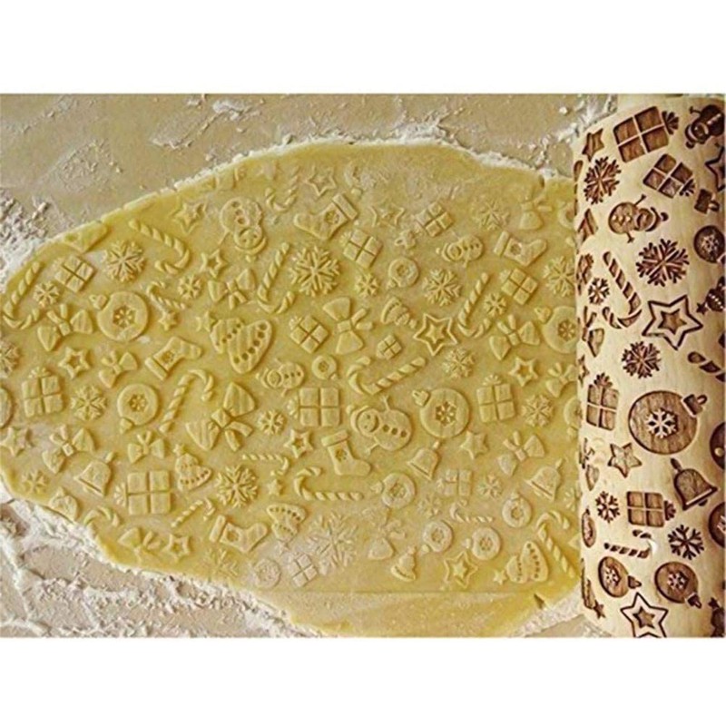 Christmas Wooden Rolling Pins, Xmas 3D Reindeer Shape Decor Embossing