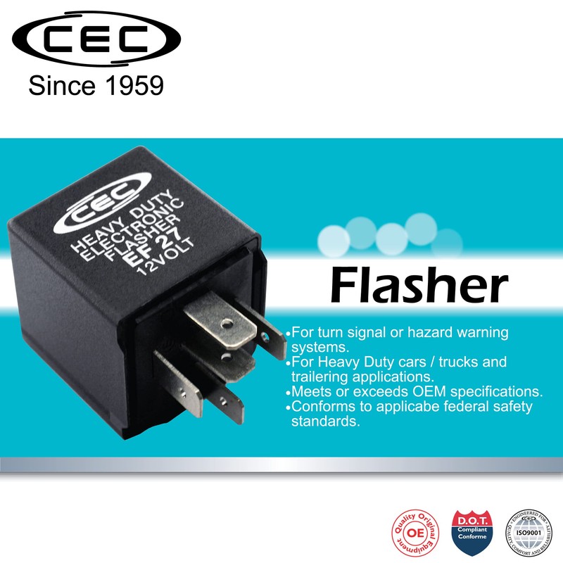 CEC Industries EF27 12V Heavy Duty 5-Pin Electronic Flasher Relay