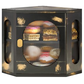 TQQDCI Corner Bread Box for Kitchen Countertop, Large Wooden Bread Box, Double Layer Bread Storage Bin, Bamboo Breadbox for Homemade Bread, Farmhouse Kitchen Organizer with Acrylic Window