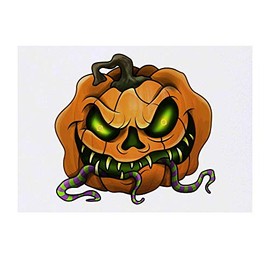 Azeeda 'Gruseliger Kürbis' Temporäres Tattoo - Hautfreundlicher & Ungiftiger Abziehbild · Wasserfest (TO00032708)