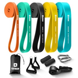 Kayman - Long Resistance Band with Door Anchor & Carry Bag – Ideal for Pull-Ups, Yoga, Strength Training, Calisthenics & Stretching– Home-Gym Workout Band (5-15lbs,15-35lbs,30-60lbs,40-80lbs,50-125lb)