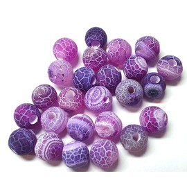 Gemstone Beads 4 mm Agate Stone Matt Set Ball Natural Stone Frosted Agate Pearl Semi-Precious Stone Gemstone Bead with Hole for Threading Jewellery Beads (Purple)