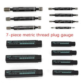 Thread Plug Gage Gauge Set Double End Go-No Go Class 2B ANSI Taper Lock Thread Gage Detection Tool (7PCS)